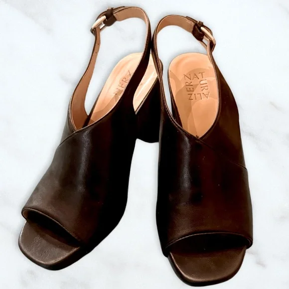 Naturalizer Women’s Black Platform Slingback Open Toe Ankle Strap 4 inch heel - Picture 3 of 6